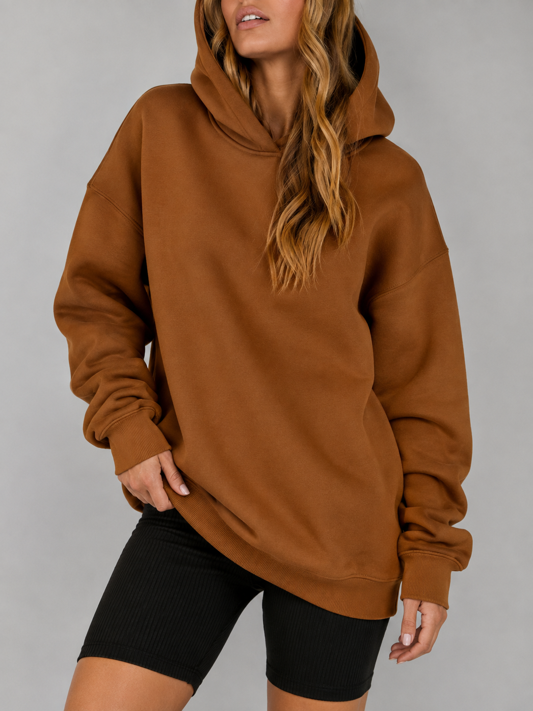 Frieda Damen Oversize Hoodie aus weichem Sweat in Braun