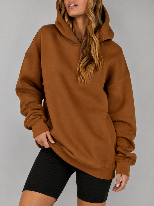 Frieda Damen Oversize Hoodie aus weichem Sweat in Braun